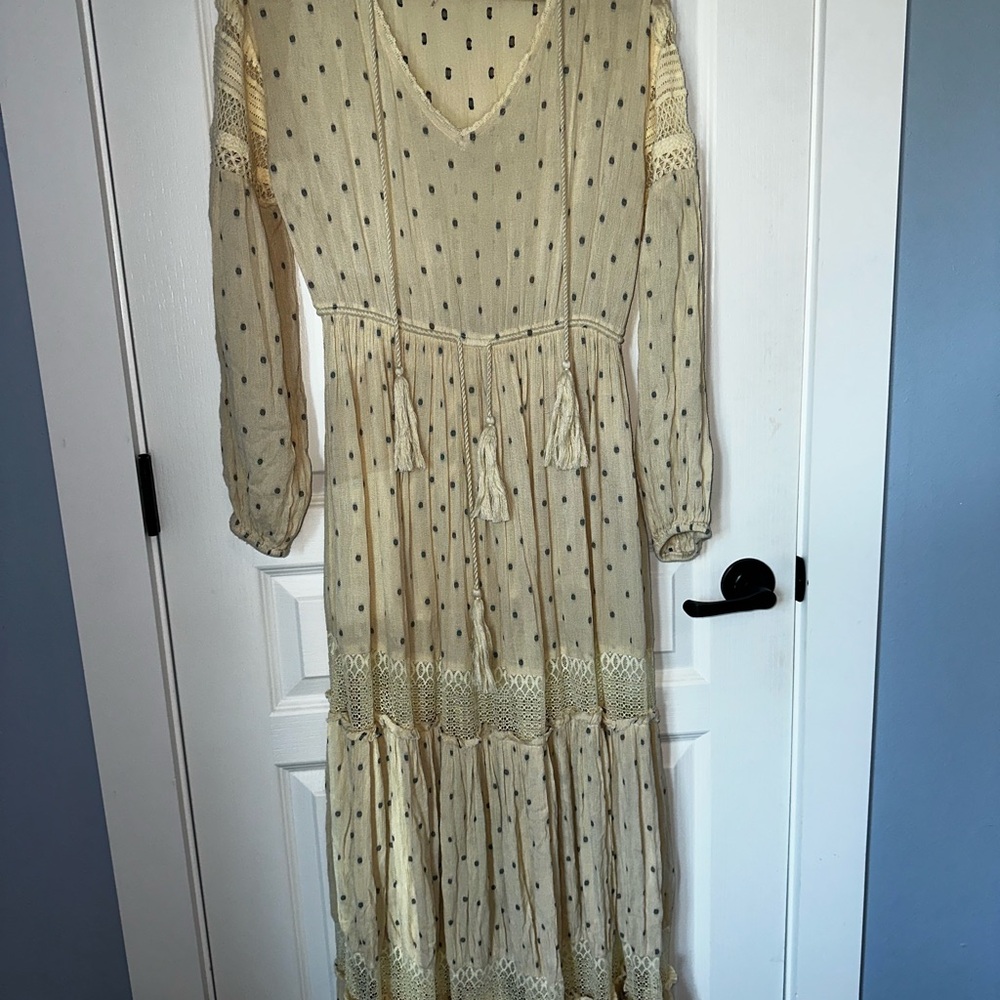 Free People Cream Long Sleeve Maxi Dress Sada - Picture 6 of 7